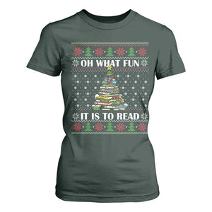 Reading Christmas T Shirt For Women Oh What Fun It Is To Read Books Xmas Tree Funny Ugly Sweater TS02 Dark Forest Green Print Your Wear