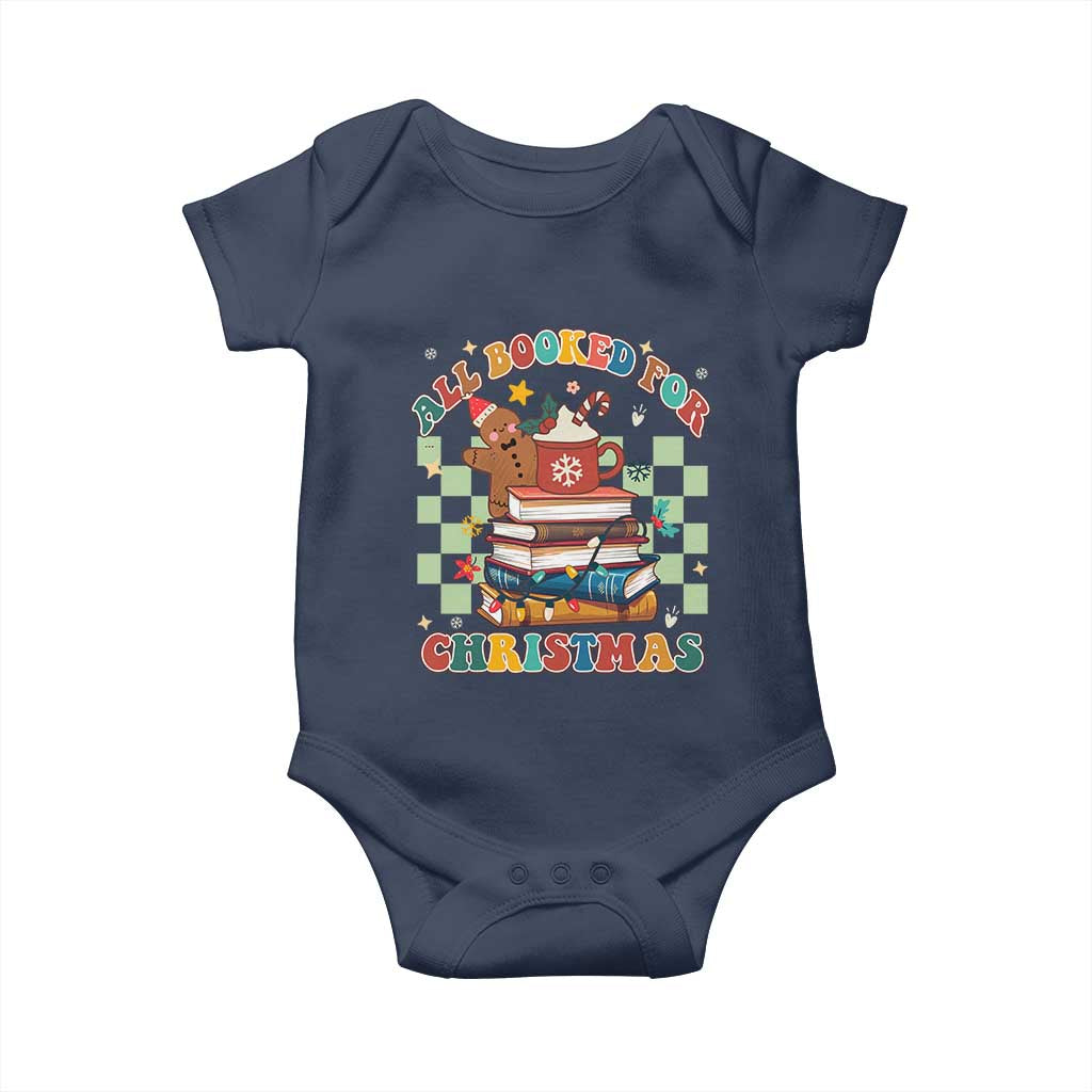 Reading Christmas Baby Onesie All Booked For Xmas Books and Cocoa Lover TS02 Navy Print Your Wear