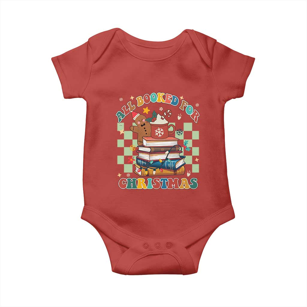 Reading Christmas Baby Onesie All Booked For Xmas Books and Cocoa Lover TS02 Red Print Your Wear