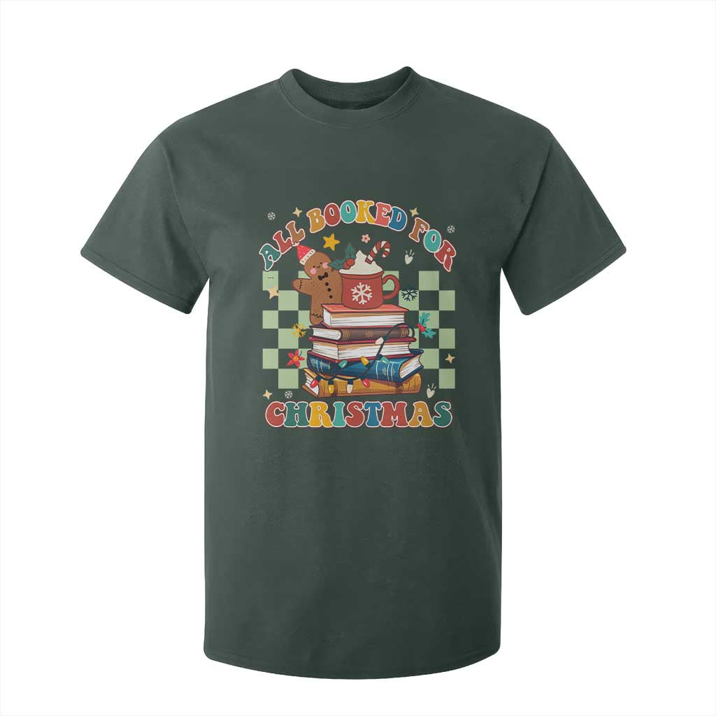 Reading Christmas T Shirt For Kid All Booked For Xmas Books and Cocoa Lover TS02 Dark Forest Green Print Your Wear