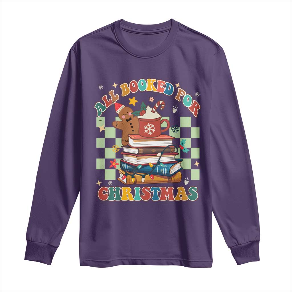 Reading Christmas Long Sleeve Shirt All Booked For Xmas Books and Cocoa Lover TS02 Purple Print Your Wear