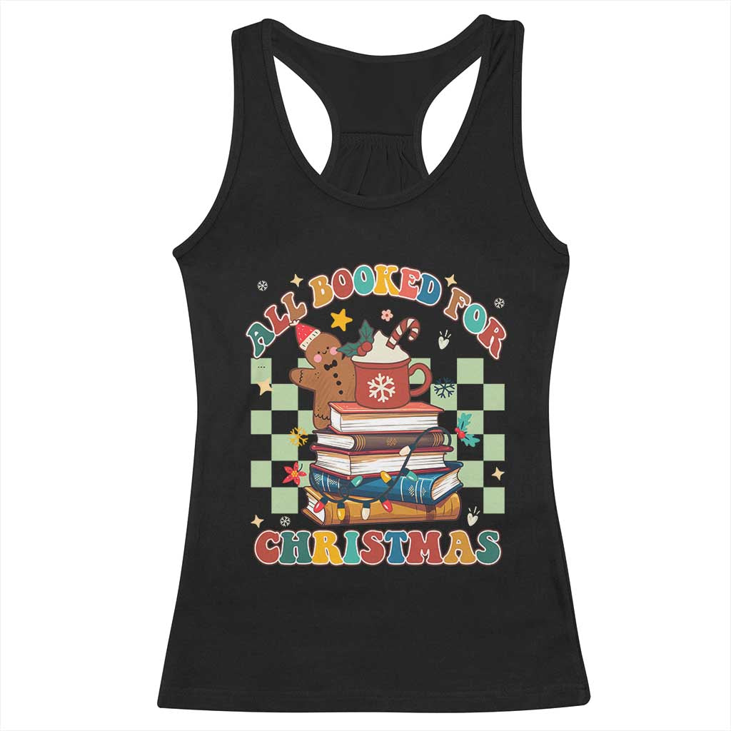 Reading Christmas Racerback Tank Top All Booked For Xmas Books and Cocoa Lover TS02 Black Print Your Wear