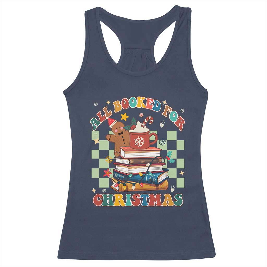 Reading Christmas Racerback Tank Top All Booked For Xmas Books and Cocoa Lover TS02 Navy Print Your Wear