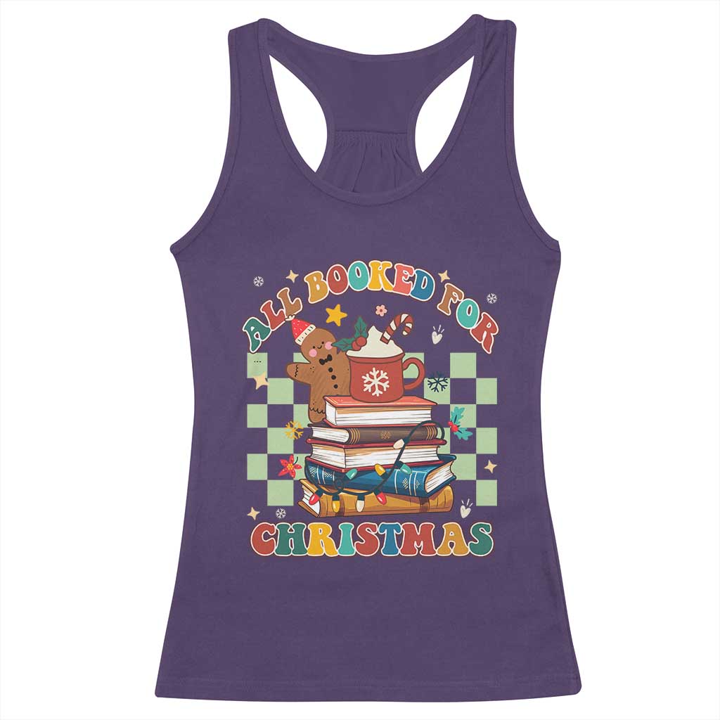 Reading Christmas Racerback Tank Top All Booked For Xmas Books and Cocoa Lover TS02 Purple Print Your Wear