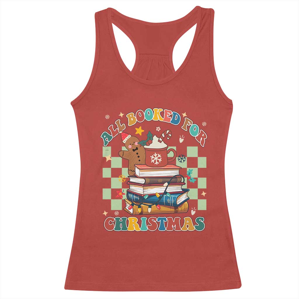 Reading Christmas Racerback Tank Top All Booked For Xmas Books and Cocoa Lover TS02 Red Print Your Wear