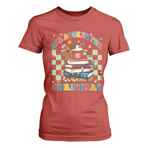 Reading Christmas T Shirt For Women All Booked For Xmas Books and Cocoa Lover TS02 Red Print Your Wear