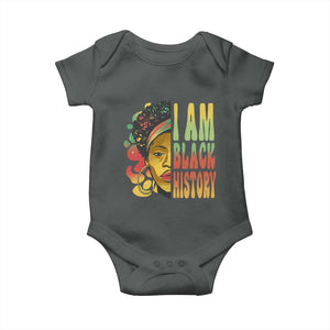 I Am Black History Baby Onesie Afro Black Woman African American Pride TS02 Dark Heather Print Your Wear
