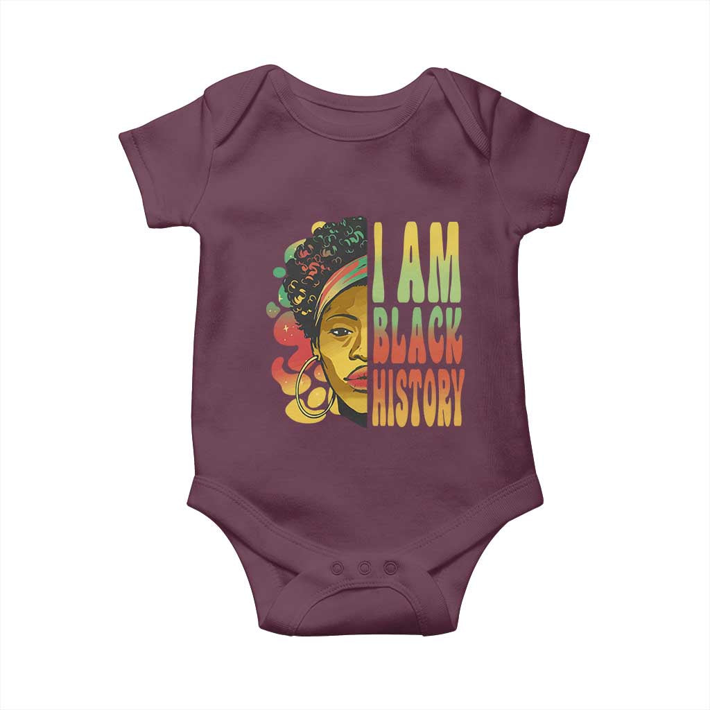 I Am Black History Baby Onesie Afro Black Woman African American Pride TS02 Maroon Print Your Wear