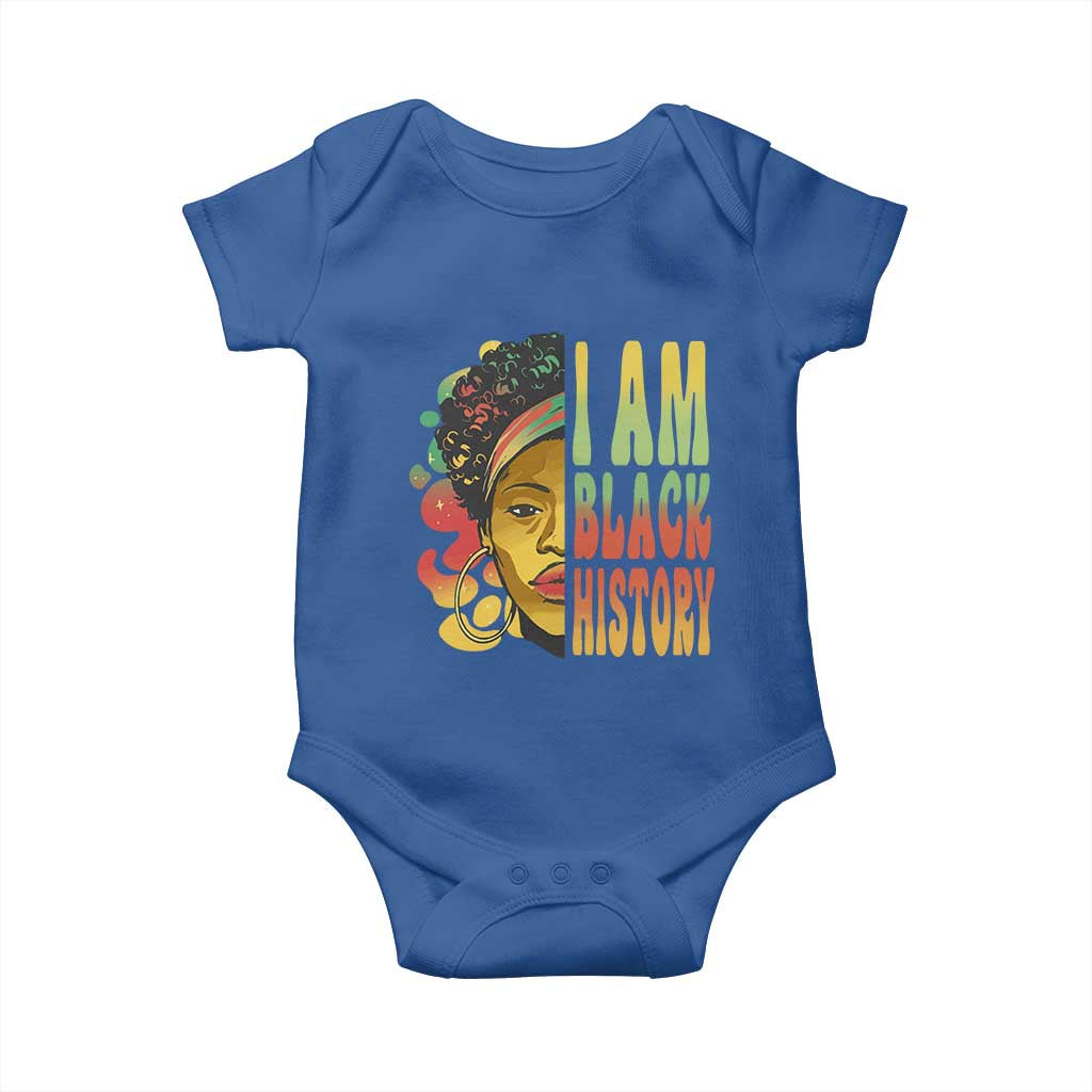I Am Black History Baby Onesie Afro Black Woman African American Pride TS02 Royal Blue Print Your Wear