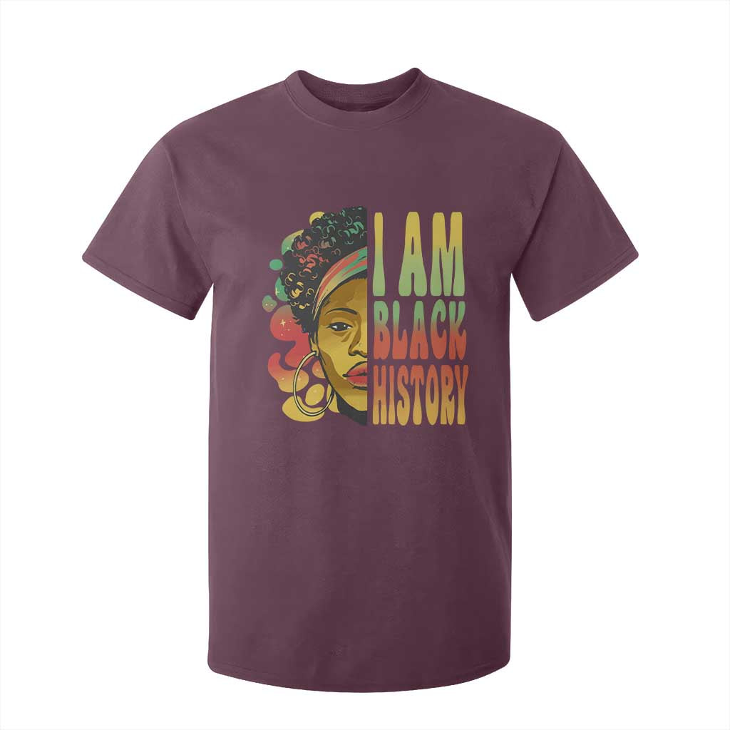 I Am Black History T Shirt For Kid Afro Black Woman African American Pride TS02 Maroon Print Your Wear