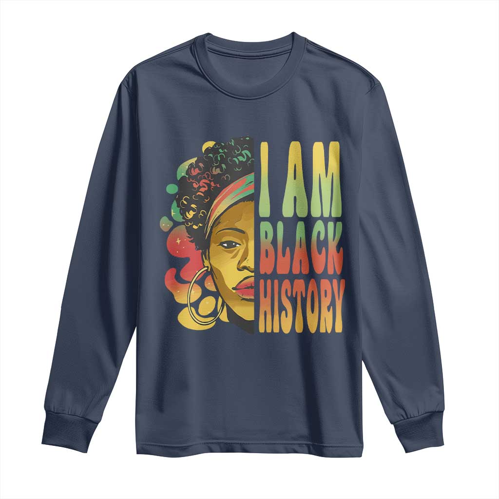 I Am Black History Long Sleeve Shirt Afro Black Woman African American Pride TS02 Navy Print Your Wear