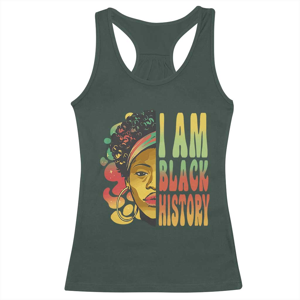 I Am Black History Racerback Tank Top Afro Black Woman African American Pride TS02 Dark Forest Green Print Your Wear