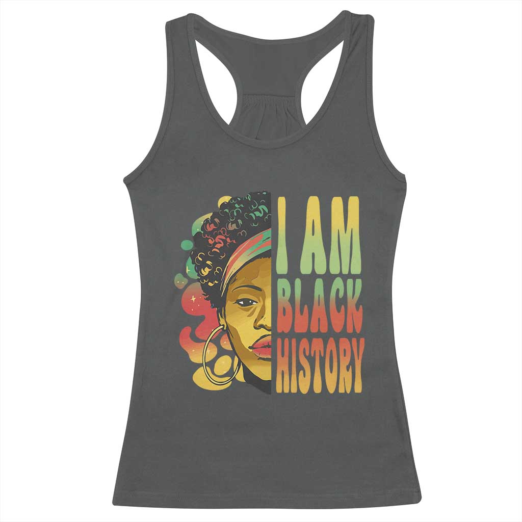 I Am Black History Racerback Tank Top Afro Black Woman African American Pride TS02 Dark Heather Print Your Wear