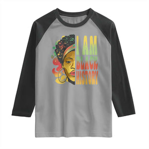 I Am Black History Raglan Shirt Afro Black Woman African American Pride TS02 Sport Gray Black Print Your Wear