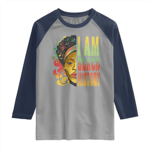 I Am Black History Raglan Shirt Afro Black Woman African American Pride TS02 Sport Gray Navy Print Your Wear