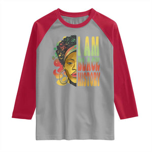 I Am Black History Raglan Shirt Afro Black Woman African American Pride TS02 Sport Gray Red Print Your Wear