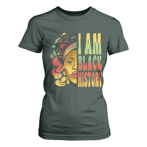 I Am Black History T Shirt For Women Afro Black Woman African American Pride TS02 Dark Forest Green Print Your Wear