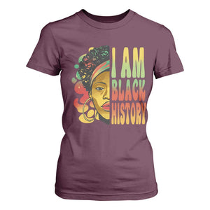 I Am Black History T Shirt For Women Afro Black Woman African American Pride TS02 Maroon Print Your Wear