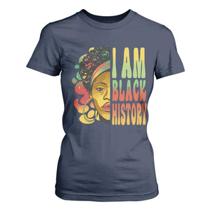 I Am Black History T Shirt For Women Afro Black Woman African American Pride TS02 Navy Print Your Wear