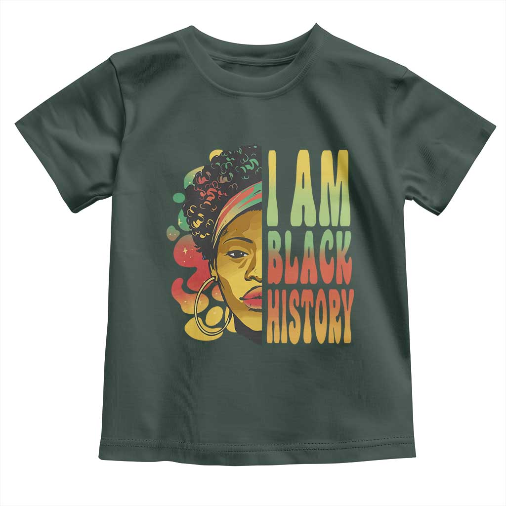 I Am Black History Toddler T Shirt Afro Black Woman African American Pride TS02 Dark Forest Green Print Your Wear
