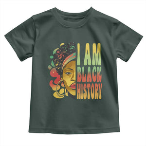 I Am Black History Toddler T Shirt Afro Black Woman African American Pride TS02 Dark Forest Green Print Your Wear