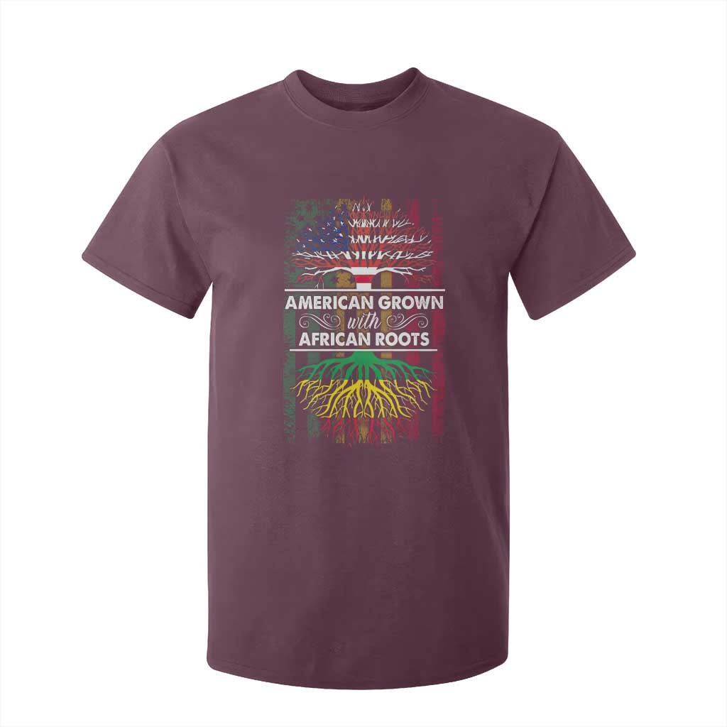 African American Pride T Shirt For Kid American Grown With African Roots African American Flag Tree TS02 Maroon Print Your Wear