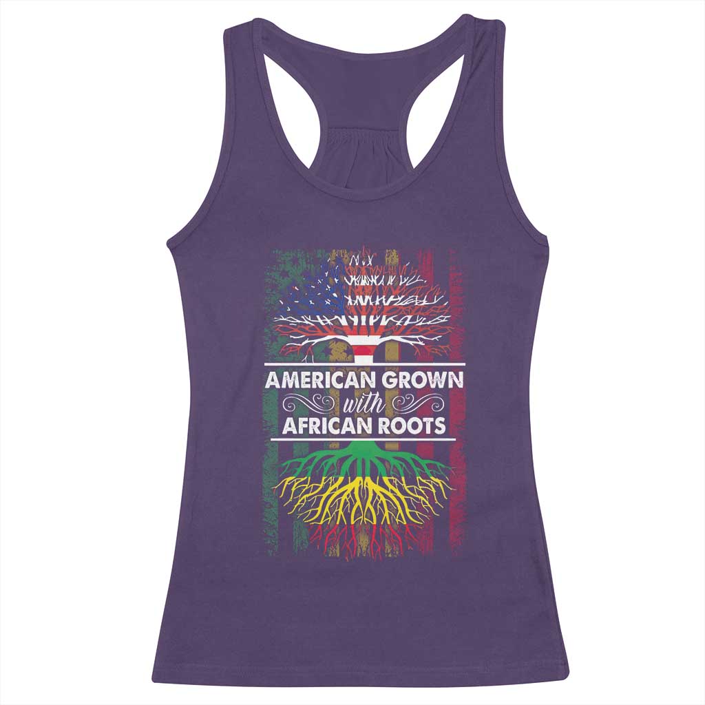 African American Pride Racerback Tank Top American Grown With African Roots African American Flag Tree TS02 Purple Print Your Wear