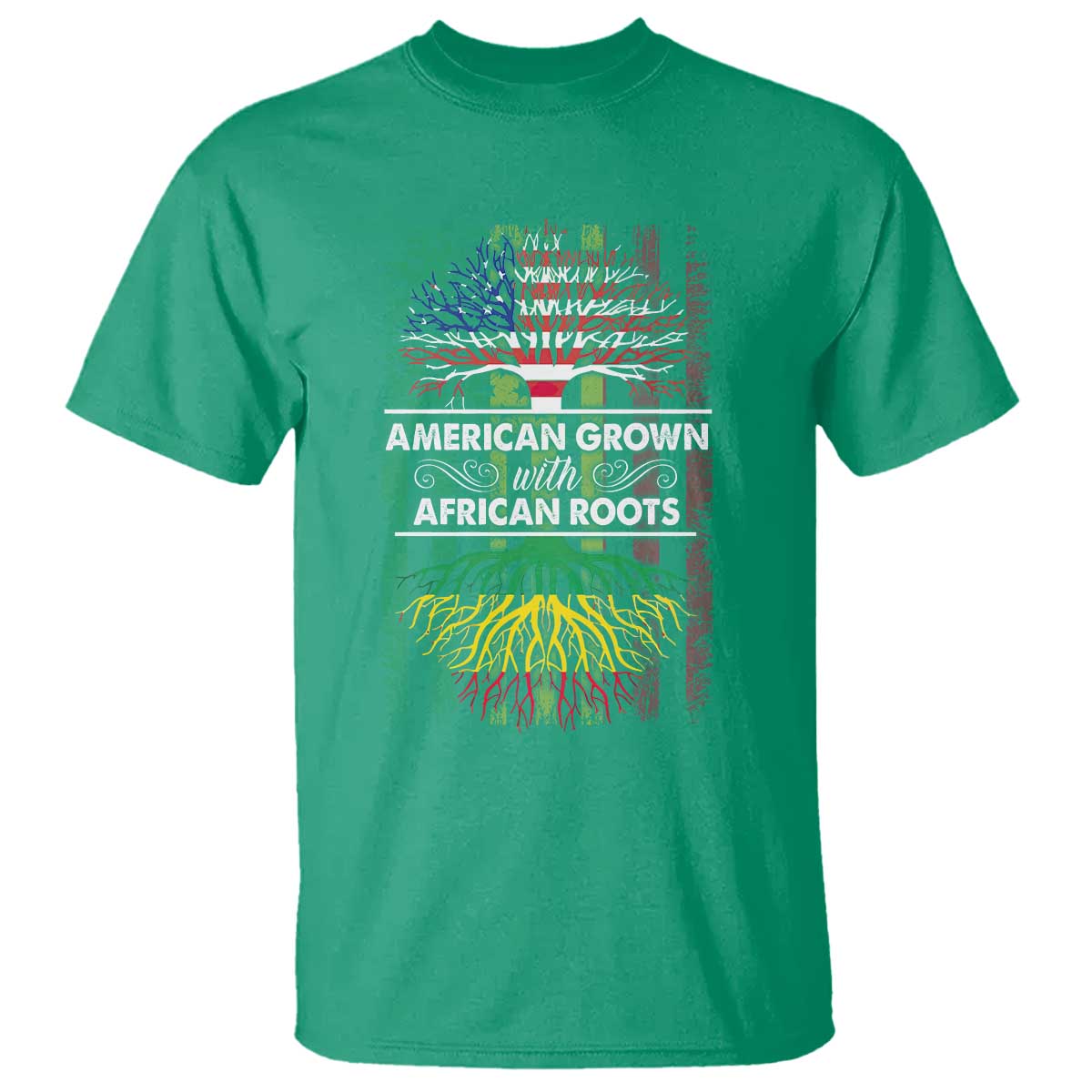 African American Pride T Shirt American Grown With African Roots African American Flag Tree TS02 Irish Green Print Your Wear