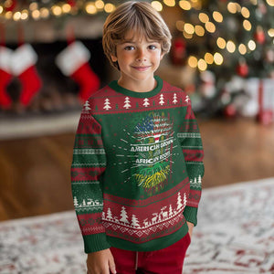 African American Pride Knit Sweatshirt American Grown With African Roots African American Flag Tree TS02 Christmas Print Your Wear
