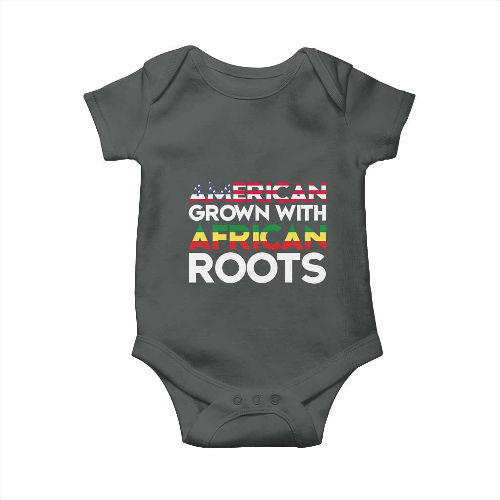 African American Roots Baby Onesie American Grown With African Roots US Flag TS02 Dark Heather Print Your Wear