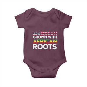 African American Roots Baby Onesie American Grown With African Roots US Flag TS02 Maroon Print Your Wear