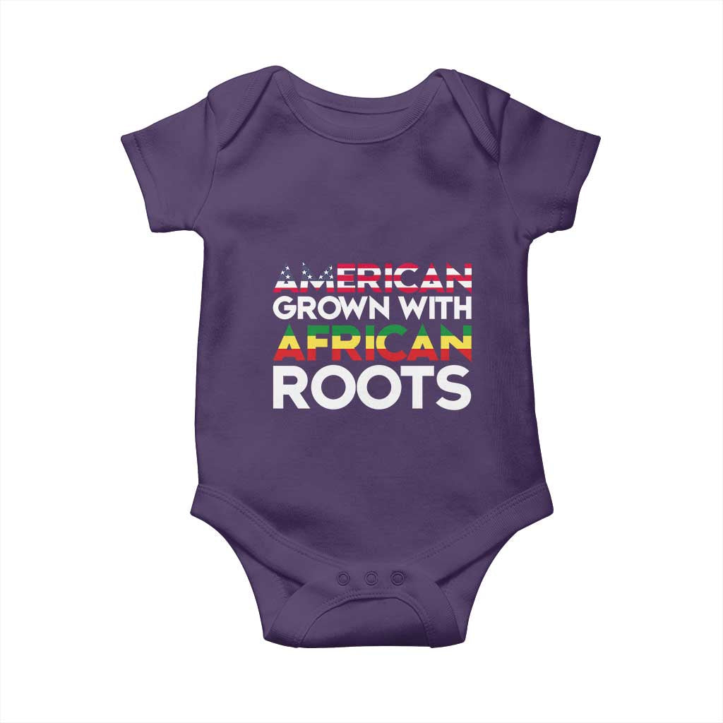 African American Roots Baby Onesie American Grown With African Roots US Flag TS02 Purple Print Your Wear