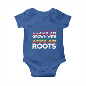 African American Roots Baby Onesie American Grown With African Roots US Flag TS02 Royal Blue Print Your Wear