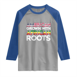 African American Roots Raglan Shirt American Grown With African Roots US Flag TS02 Sport Gray Royal Print Your Wear