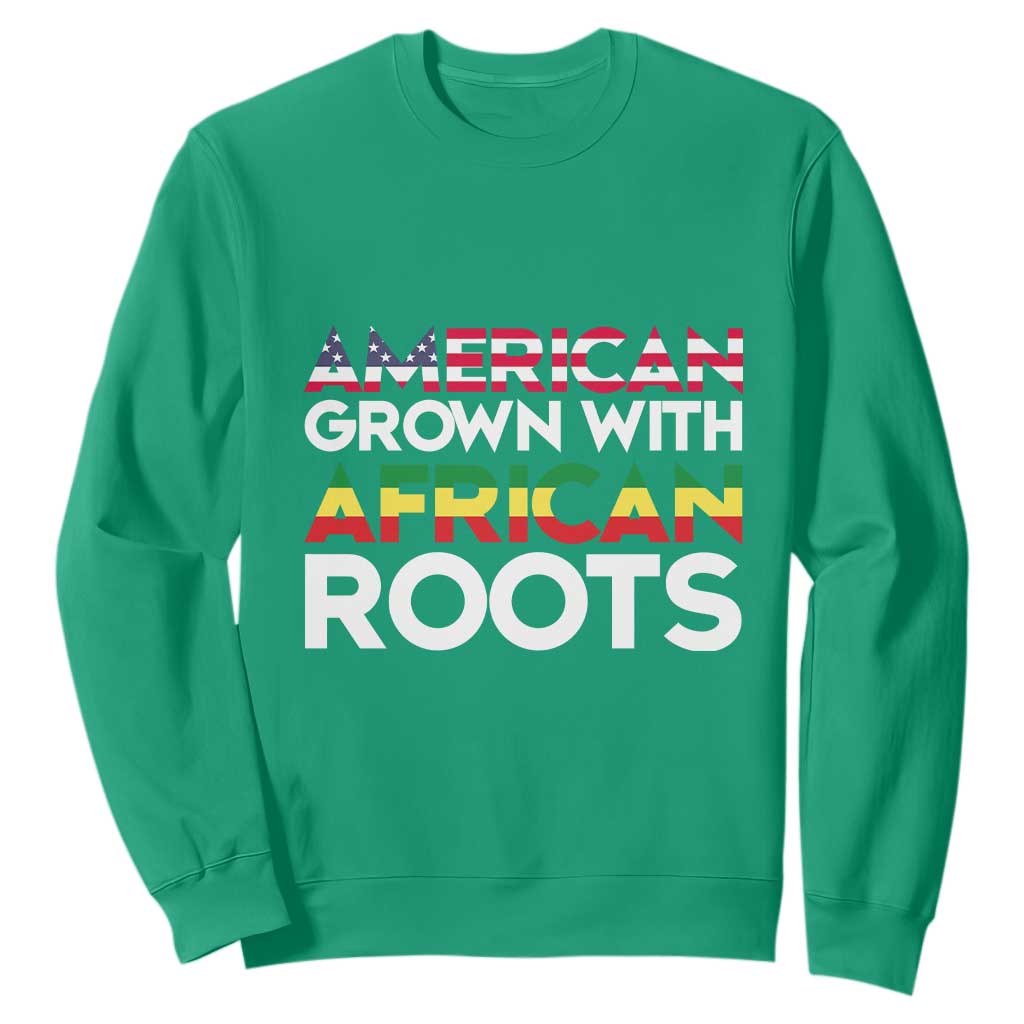 Black History Month Sweatshirt American Grown With African Roots American Flag TS02 Irish Green Printyourwear