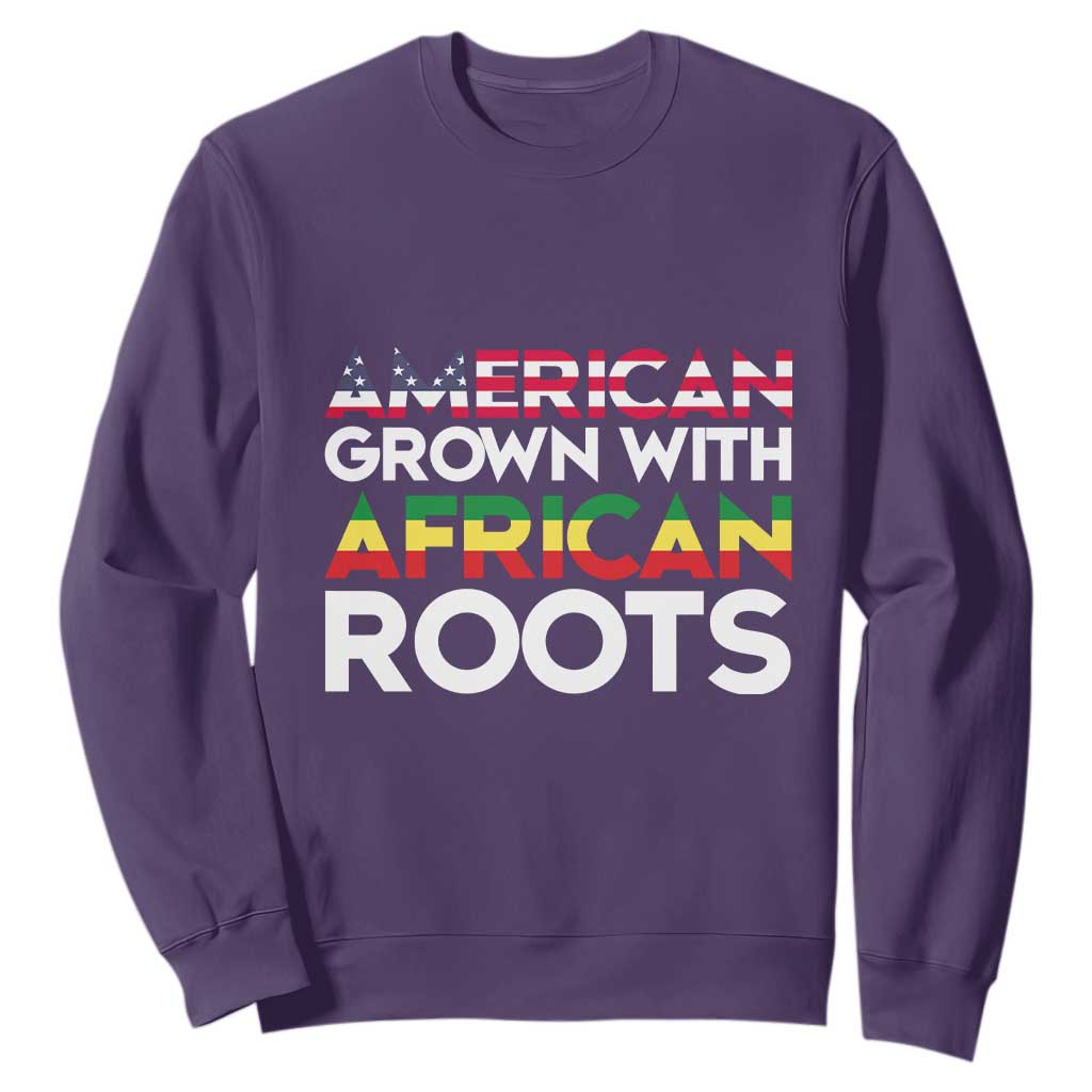 Black History Month Sweatshirt American Grown With African Roots American Flag TS02 Purple Printyourwear