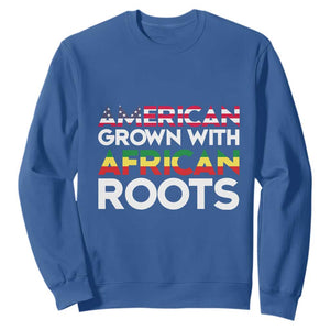 Black History Month Sweatshirt American Grown With African Roots American Flag TS02 Royal Blue Printyourwear
