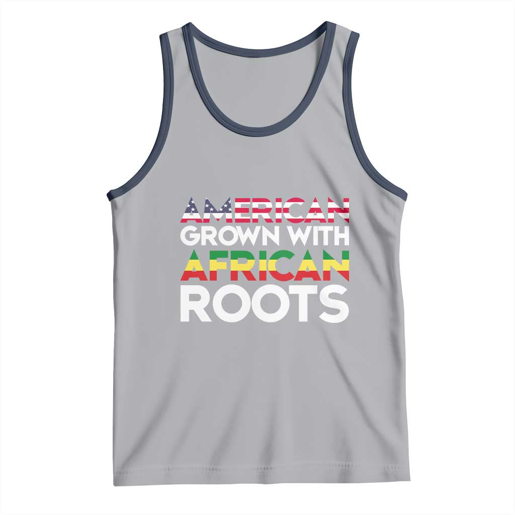 African American Roots Tank Top American Grown With African Roots US Flag TS02 Athletic Heather Navy Print Your Wear
