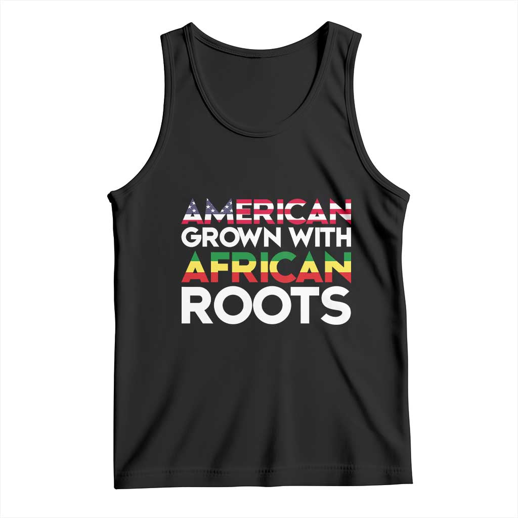 African American Roots Tank Top American Grown With African Roots US Flag TS02 Black Print Your Wear