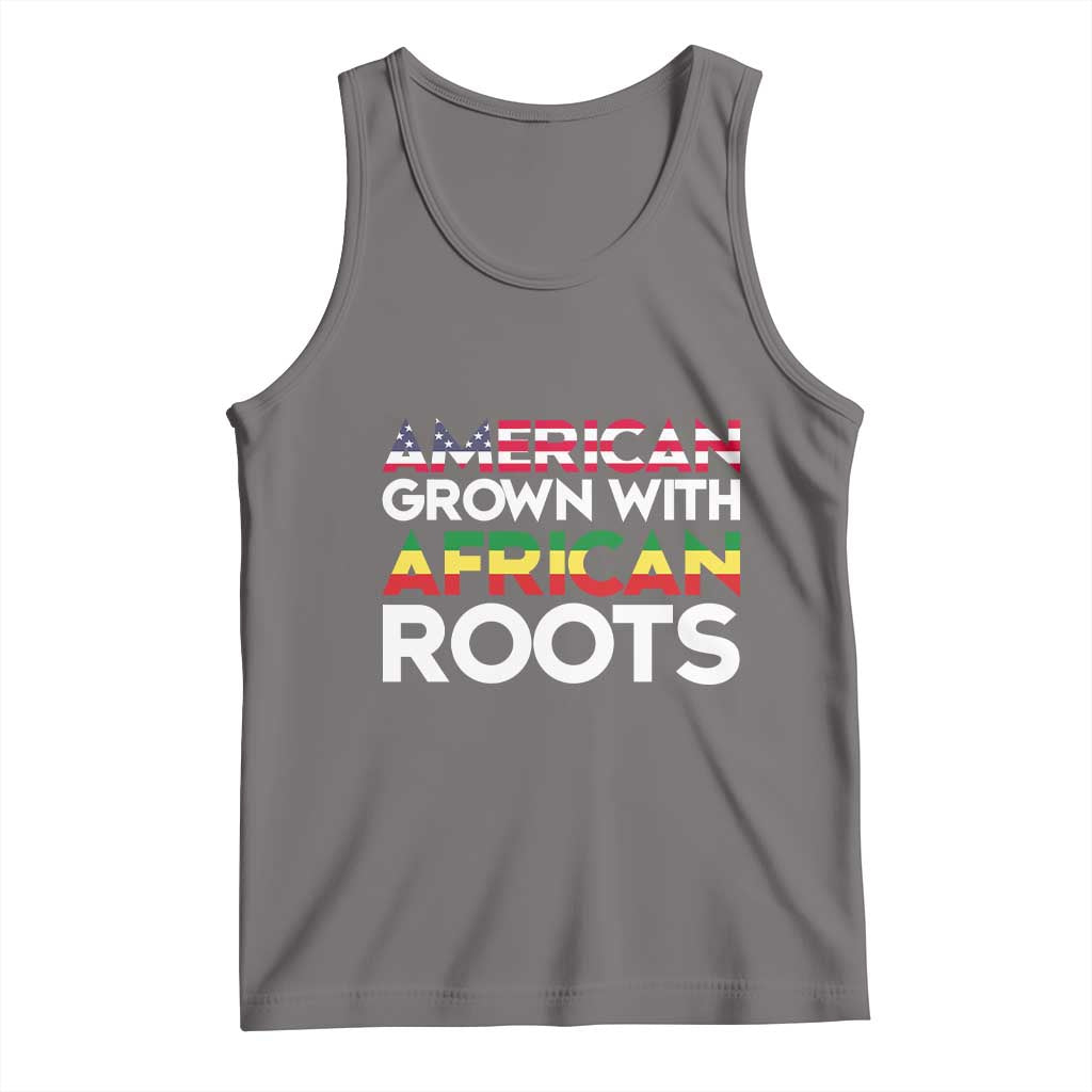 African American Roots Tank Top American Grown With African Roots US Flag TS02 Deep Heather Print Your Wear