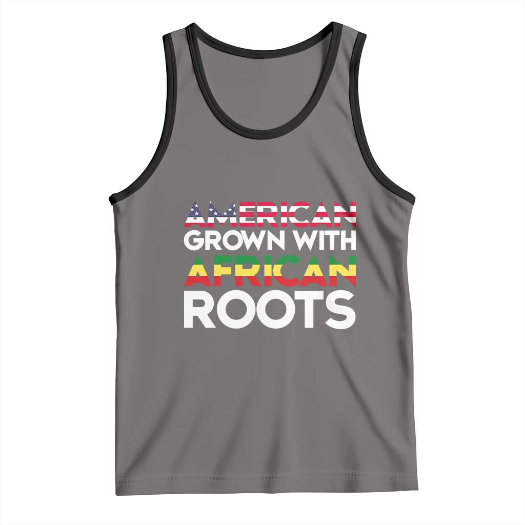 African American Roots Tank Top American Grown With African Roots US Flag TS02 Deep Heather Black Print Your Wear