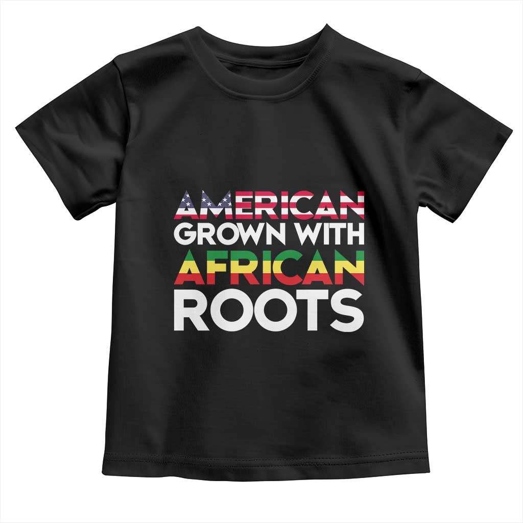 African American Roots Toddler T Shirt American Grown With African Roots US Flag TS02 Black Print Your Wear