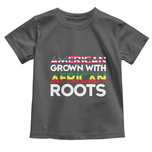 African American Roots Toddler T Shirt American Grown With African Roots US Flag TS02 Dark Heather Print Your Wear