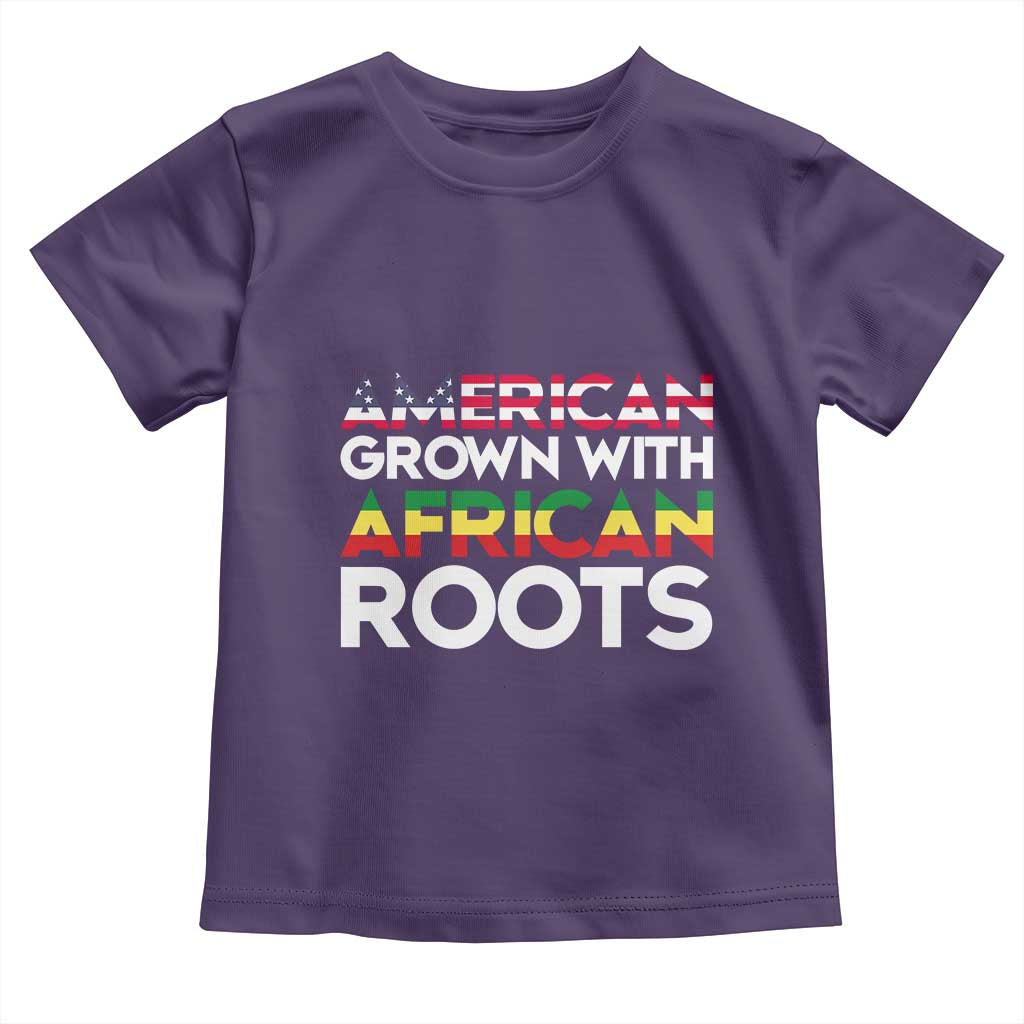 African American Roots Toddler T Shirt American Grown With African Roots US Flag TS02 Purple Print Your Wear