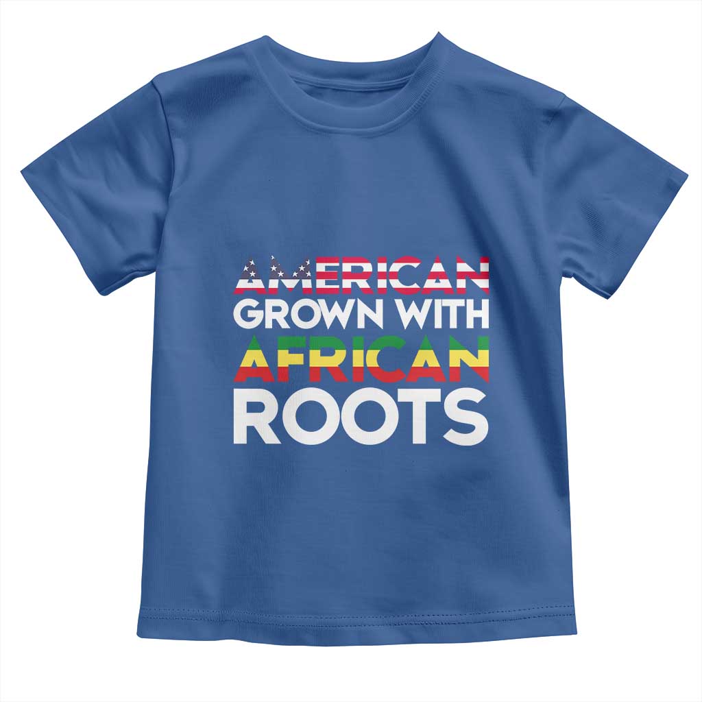 African American Roots Toddler T Shirt American Grown With African Roots US Flag TS02 Royal Blue Print Your Wear