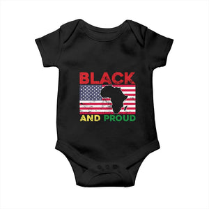 African American Baby Onesie Black And Proud US Flag Africa Map TS02 Black Print Your Wear