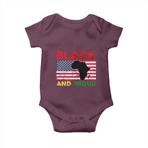 African American Baby Onesie Black And Proud US Flag Africa Map TS02 Maroon Print Your Wear