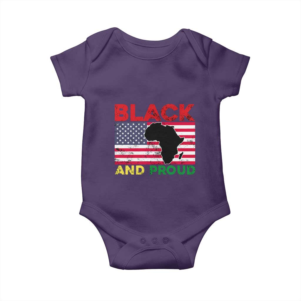 African American Baby Onesie Black And Proud US Flag Africa Map TS02 Purple Print Your Wear