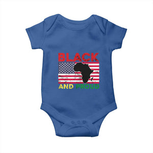 African American Baby Onesie Black And Proud US Flag Africa Map TS02 Royal Blue Print Your Wear