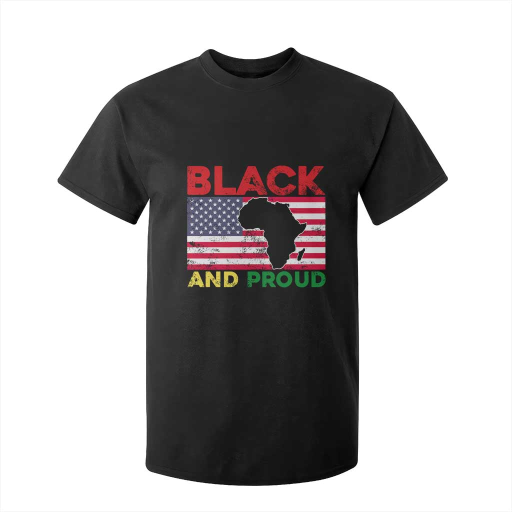 African American T Shirt For Kid Black And Proud US Flag Africa Map TS02 Black Print Your Wear